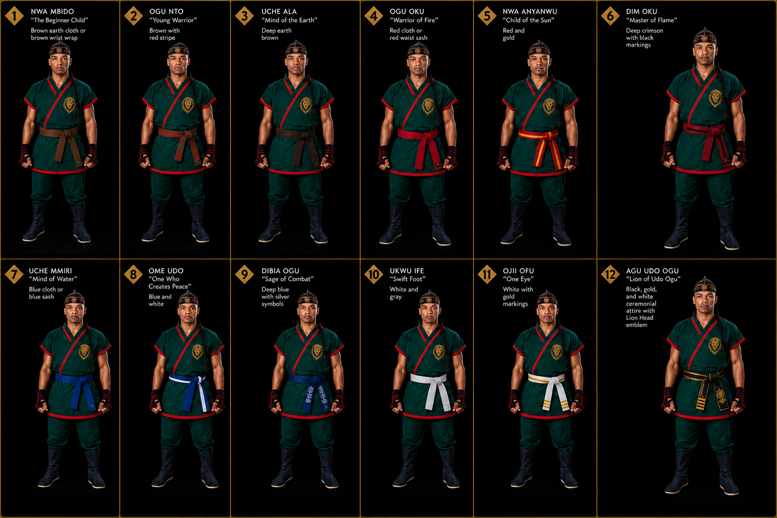 Udo Ogu 12-rank and belt progression chart